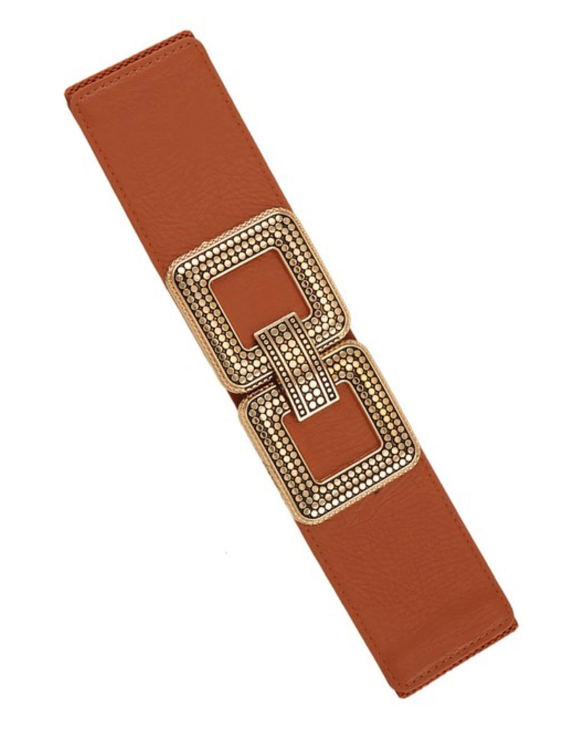 Dot Textured Double Squared Buckle Belt