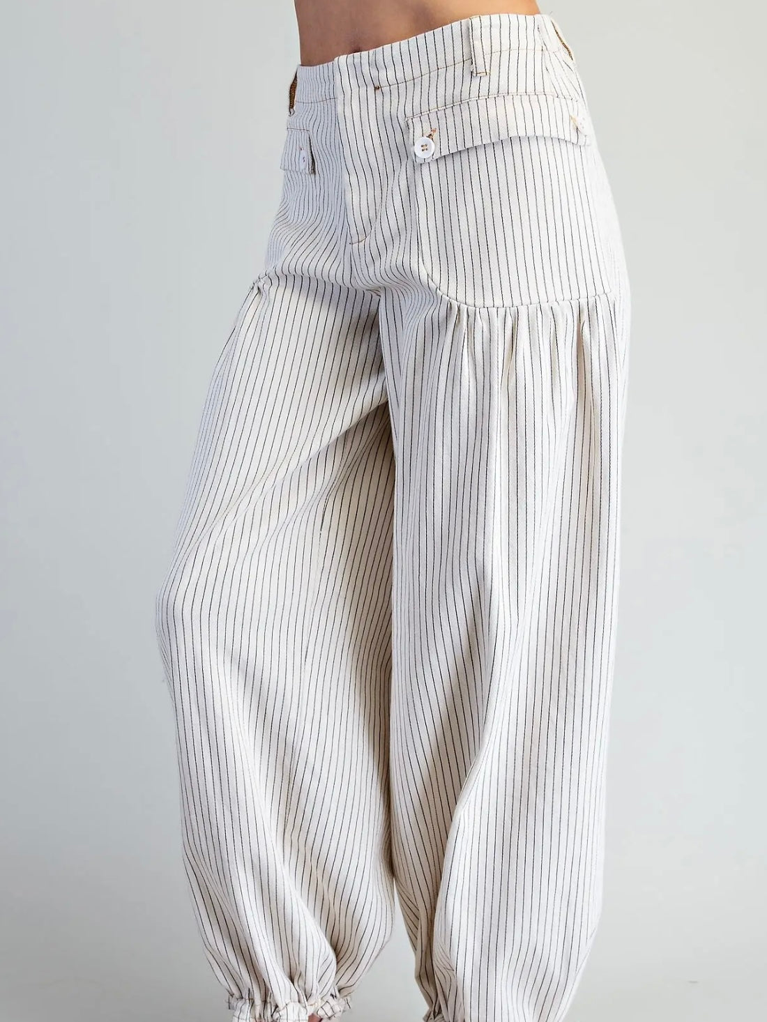 Oatmeal Pinstriped Cuffed Pants