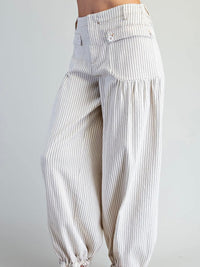 Oatmeal Pinstriped Cuffed Pants