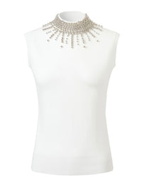 Ivory Celeste Crystal Trim Knit Top