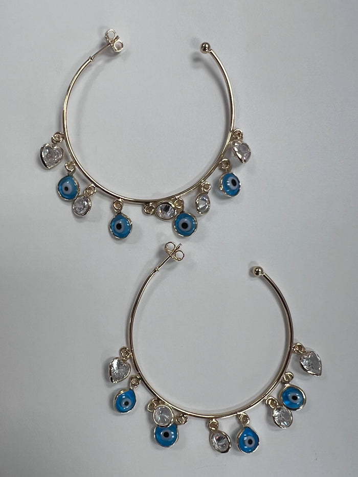 Paola Baella Multi Charm Eye Hoops