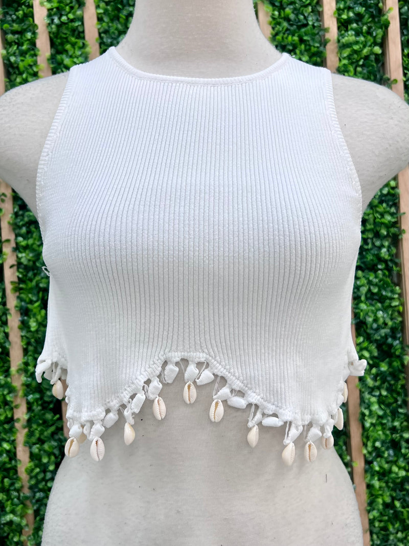 Sea Shell Trim Basic Crop Top