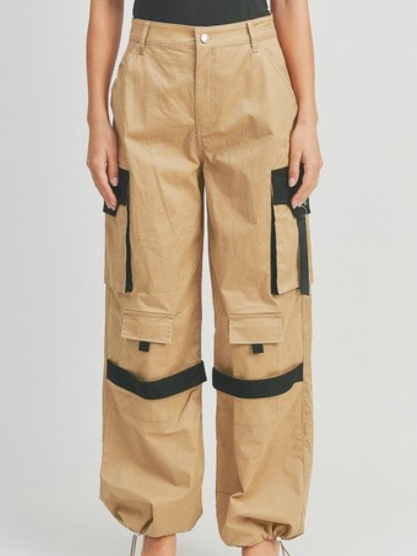 Khaki Black Cargo Jogger
