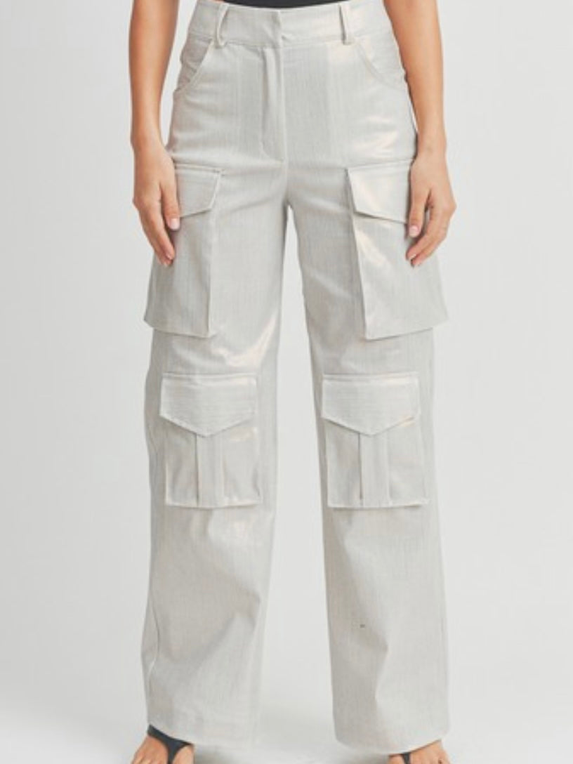 Metallic Finish Cargo Pant
