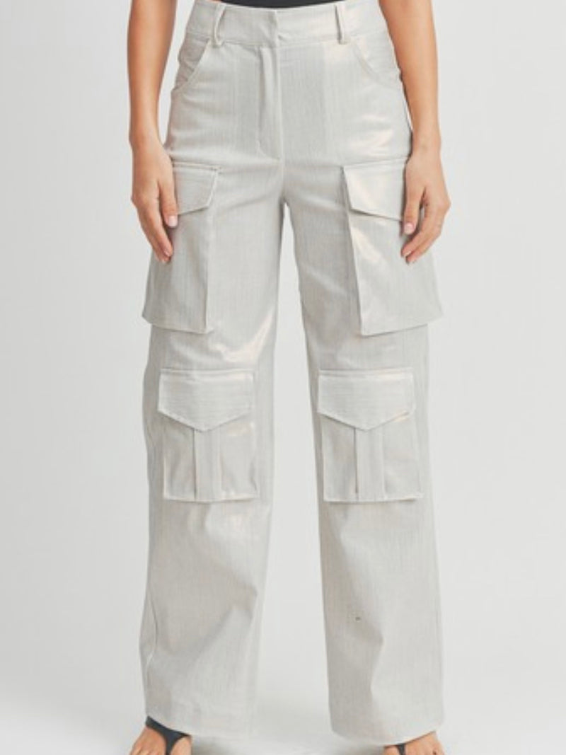 Metallic Finish Cargo Pant