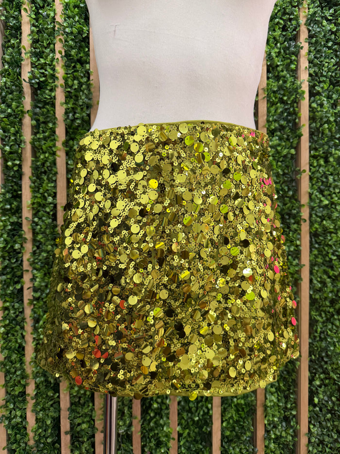 Lime Gold Sequin Skort