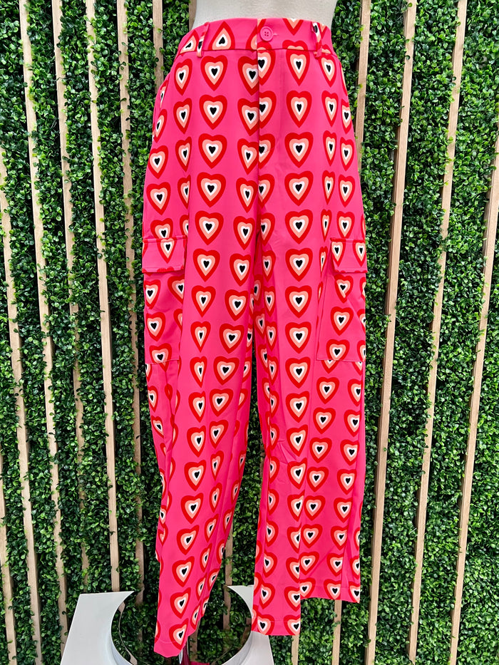 Pink Heart Cargo Pant