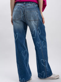 Playful Heart Loose Fit Denim Pants