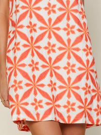 Orange Embroidered Halter Neckline Dress