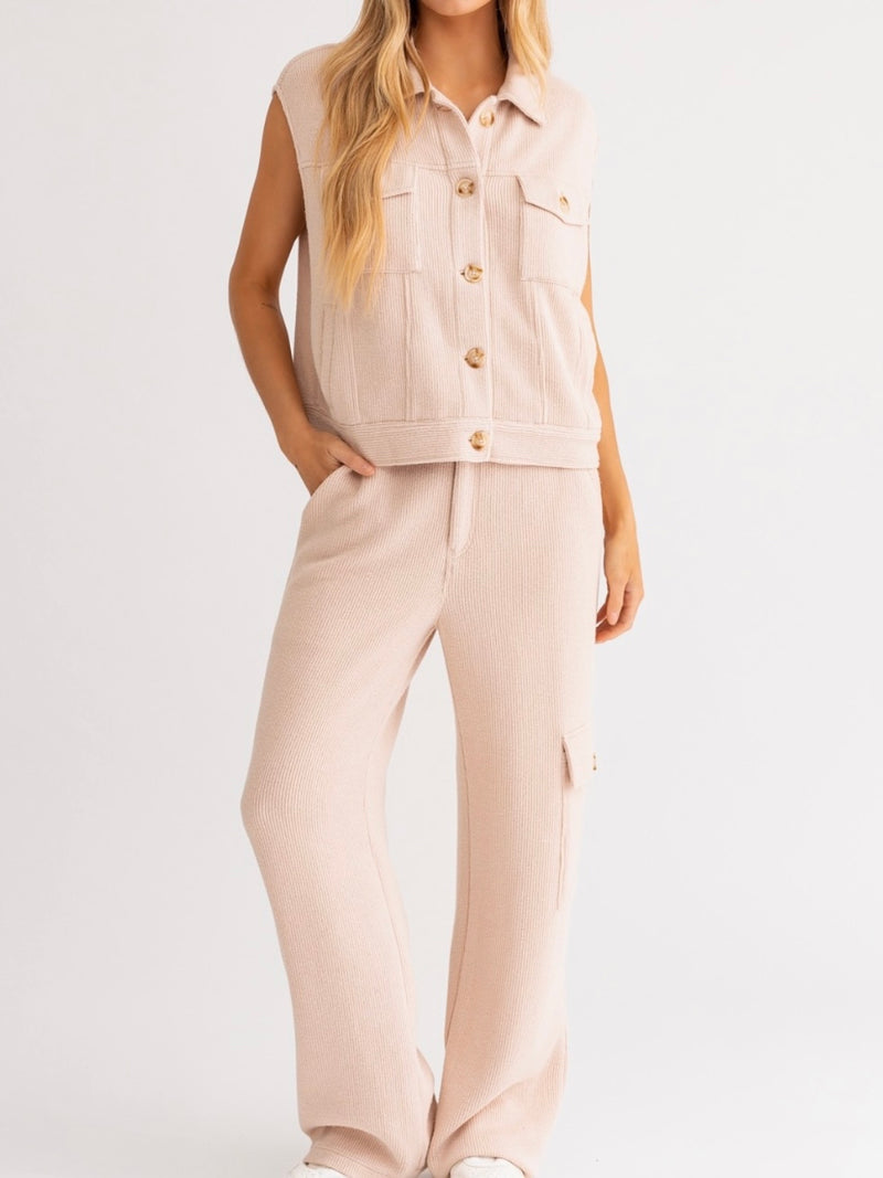 Exquisite Cream  Knit Cargo Set