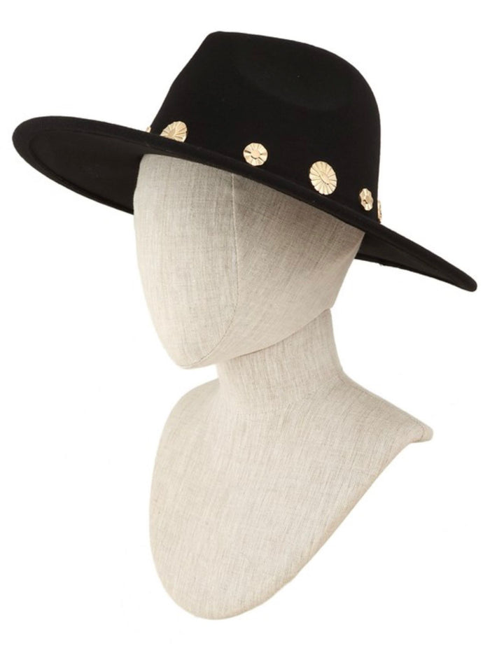 Metal Accent Studs Fedora Hat