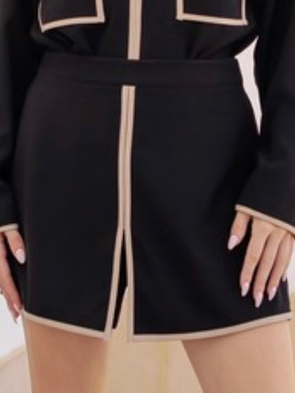 Faux Leather Piping Detail Skort