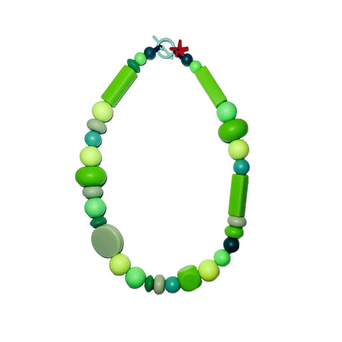 Green Stone Clear Zirconia Necklace
