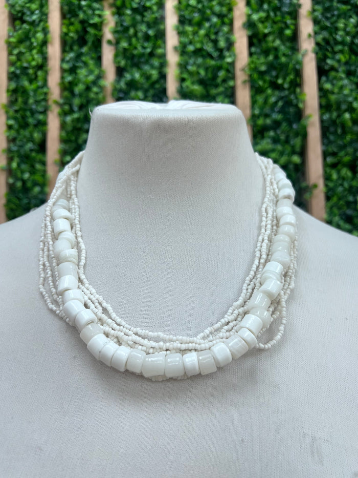 Multi Layer Contrast Beads Necklace