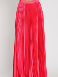 Red Satin Pleated Maxi