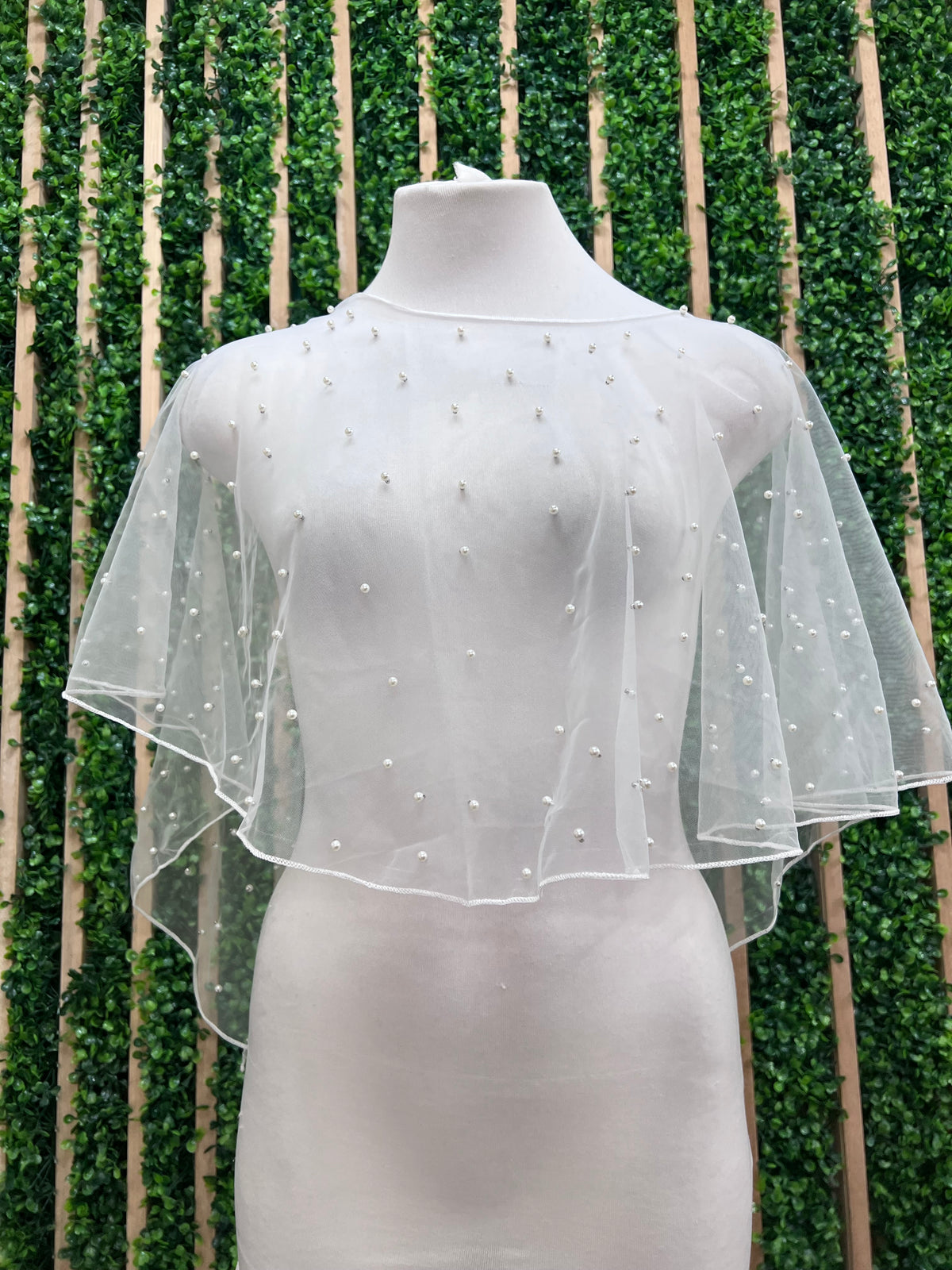 Ivory Pearl Tulle Cape