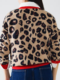 Red Detail Leopard Knit Sweater