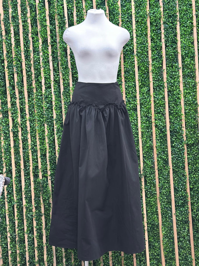 Beautiful Fitted Lettuce Trim Maxi Skirt