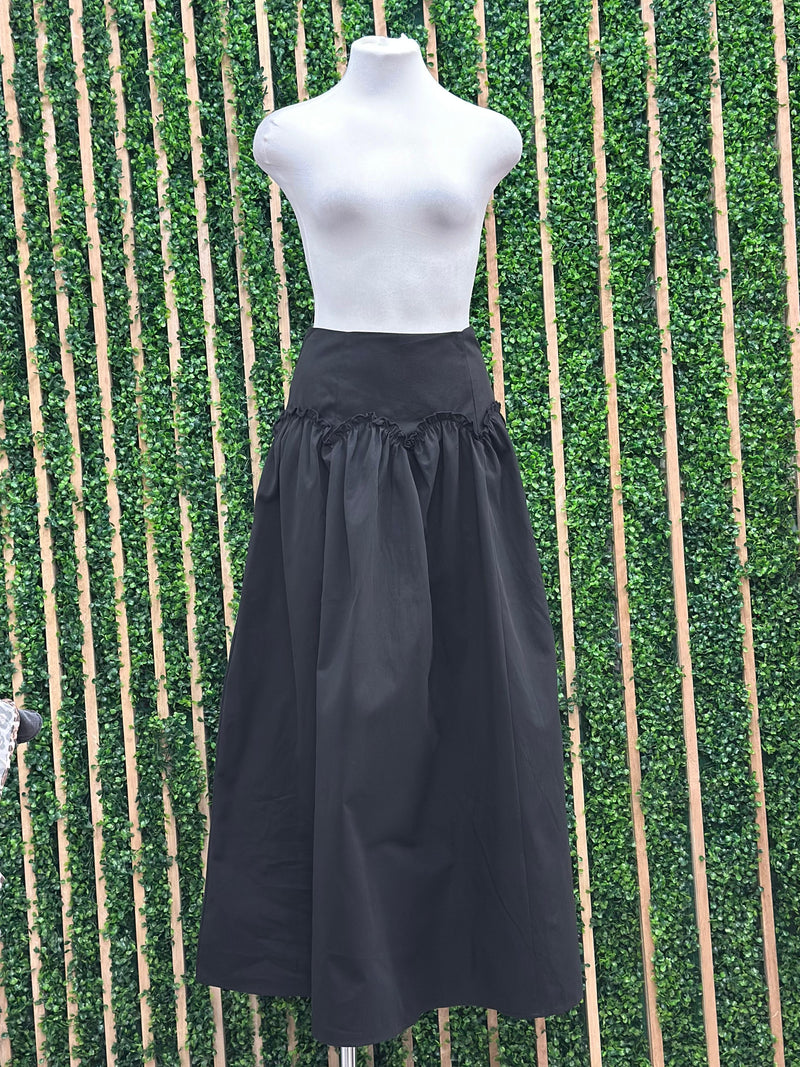Beautiful Fitted Lettuce Trim Maxi Skirt
