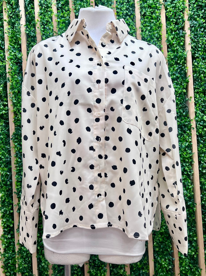Polka Dot Satin Blouse