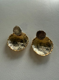 Sculpted Two-Tone Disc Earrings