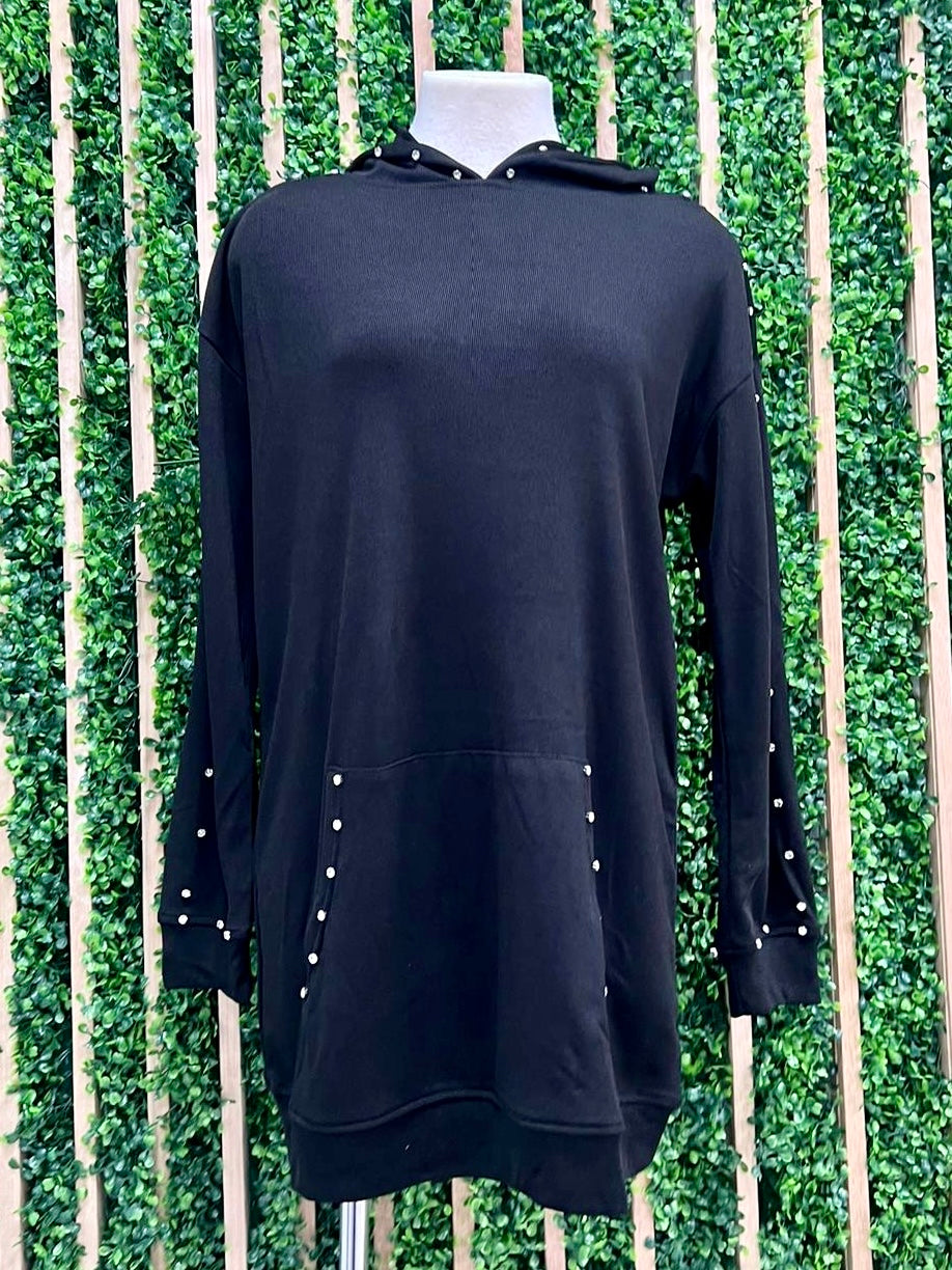 Black Studded Detail Hoodie dress