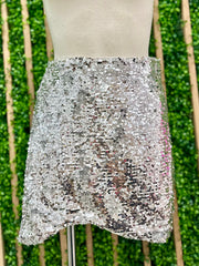 Asymmetrical Hem Sequin Mini Skirt