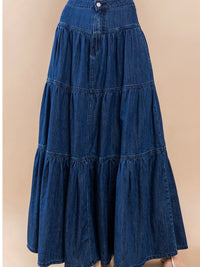 Tiered Maxi Denim Skirt