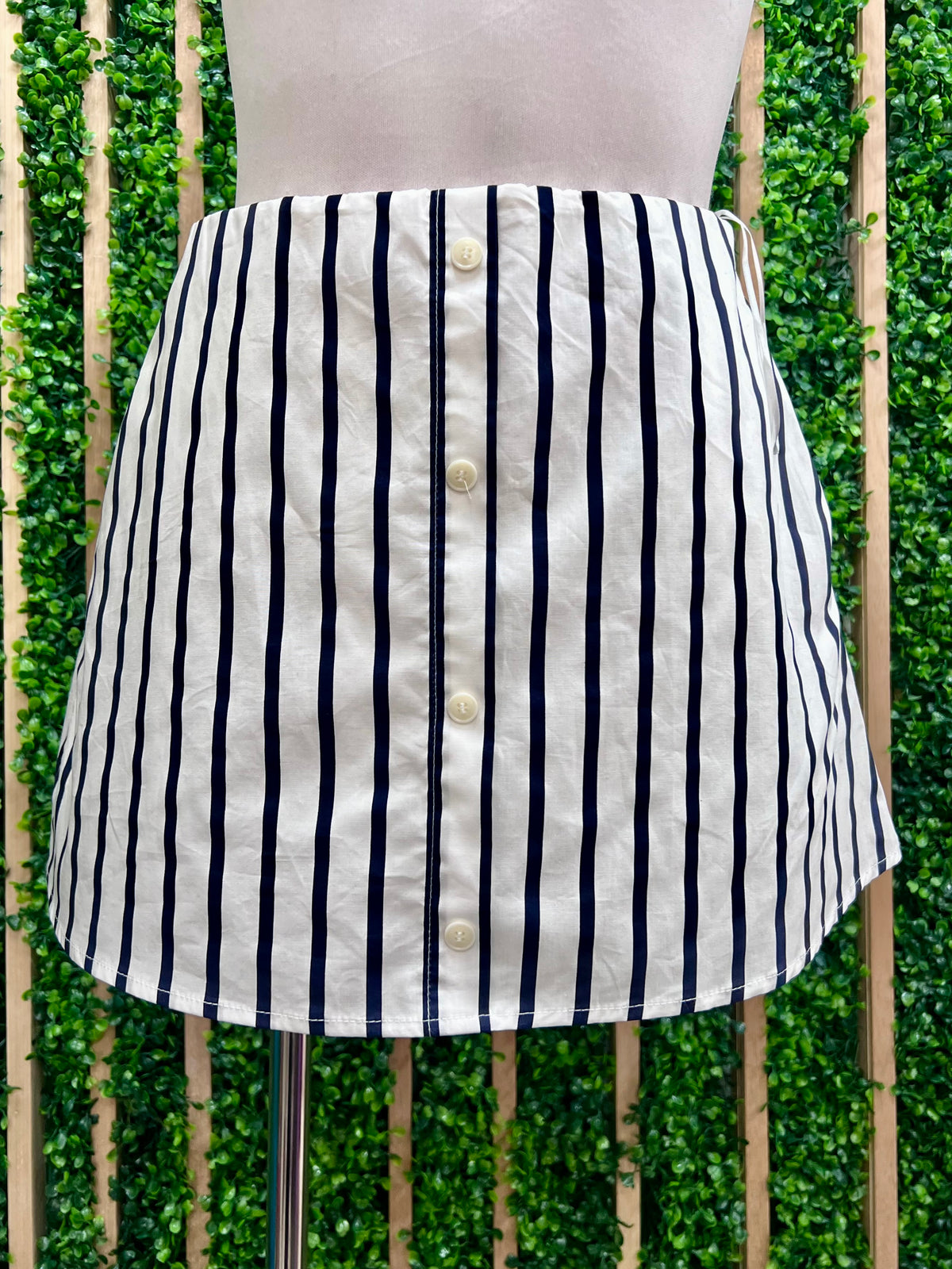 Off White Navy Striped Skort