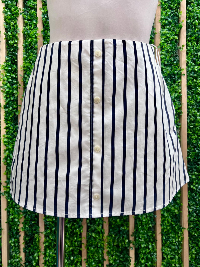 Off White Navy Striped Skort