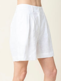 High Waist Linen Bermuda