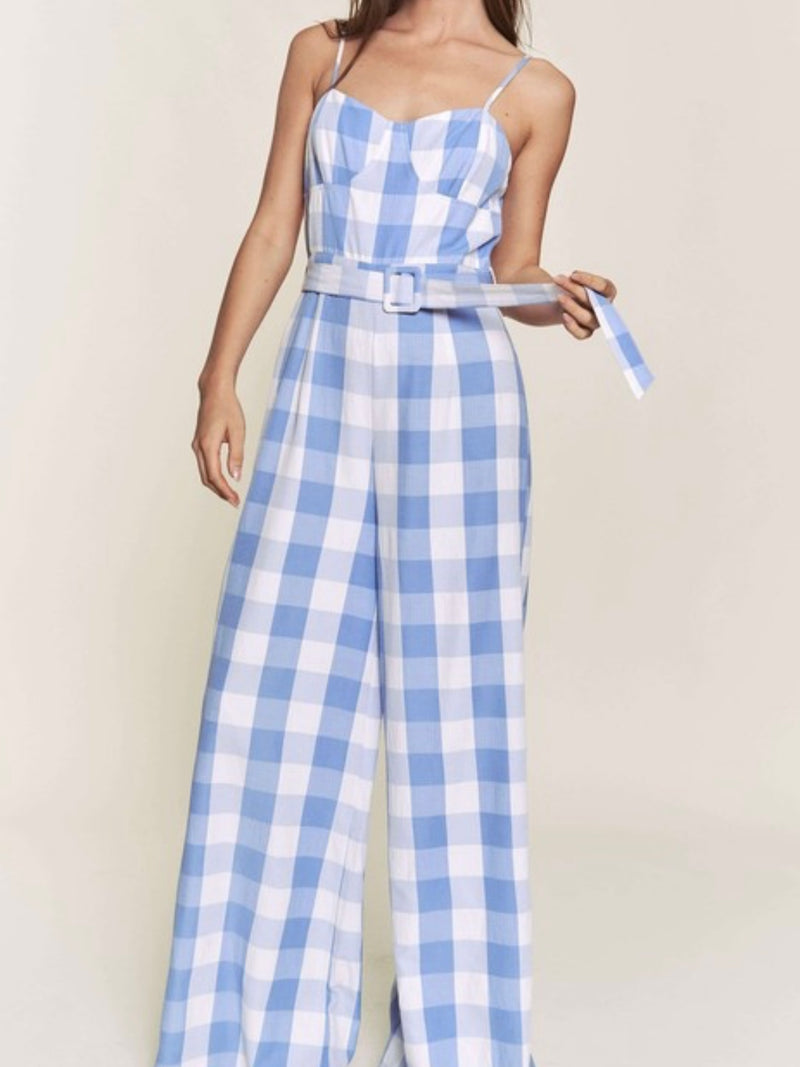 Gingham Belted Jumpsuit