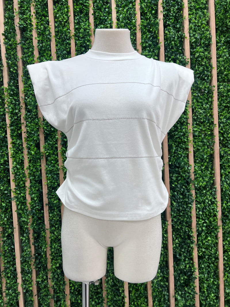 White Rhinestone Trim Top