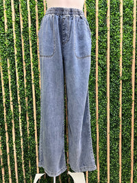 Washed Chambray Wide Leg Pant