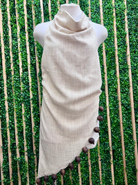 Mocha Pom-Pom Draped Halter Top