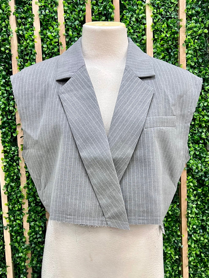 Striped V Neck Crop Vest