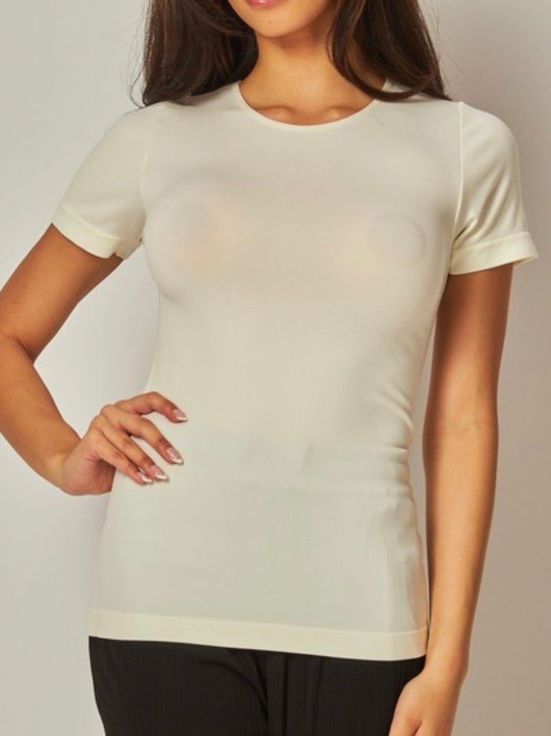 Round Neck Short Sleeve Long Basic Top