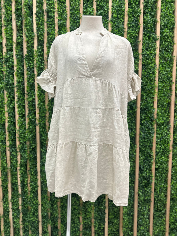 Linen Tiered Short Dress