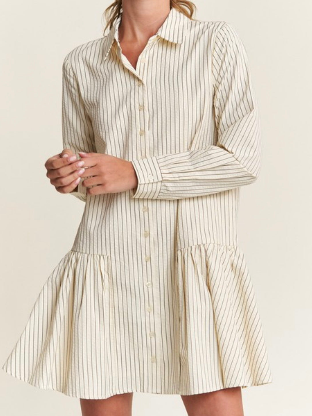 Striped Dropwaist Blouse Dress