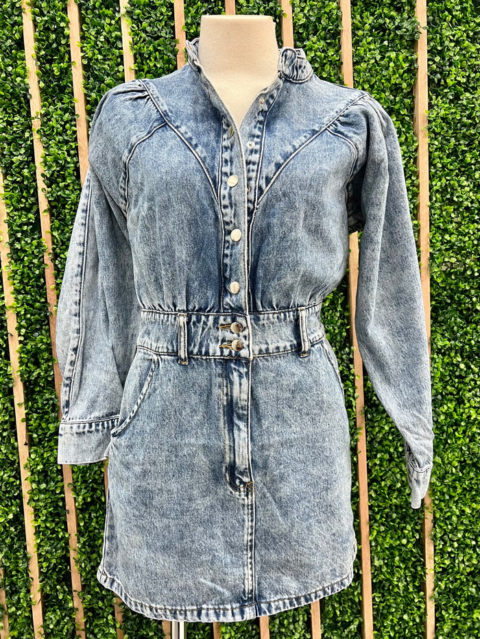 Long Sleeve Fitted Denim Dress