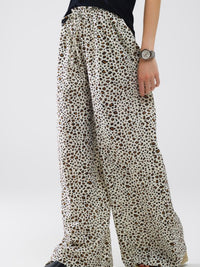 Beige Leopard Wide Leg Pant