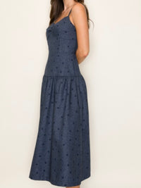 Navy Dots Sweetheart Midi Dress