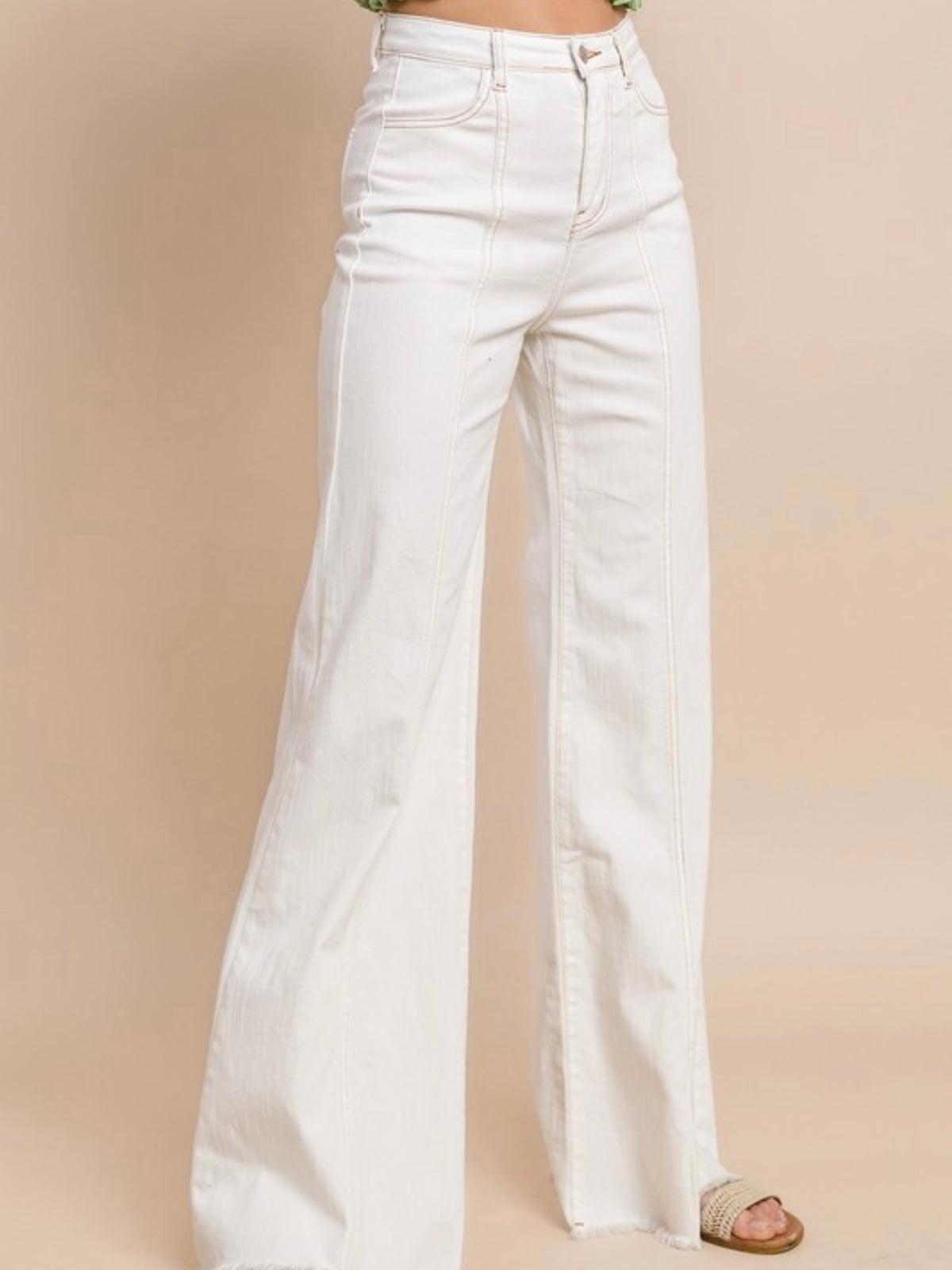 Front Stitch Wide Leg Palazzo Denim
