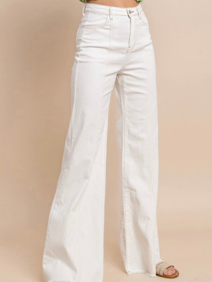 Front Stitch Wide Leg Palazzo Denim