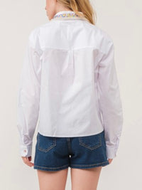 Multicolor Rhinestone and Pearl Blouse