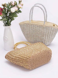 Faux Straw Metallic Sunshine Tote