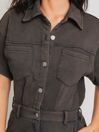 Washed Brown Terry Romper