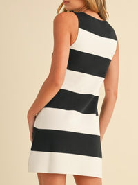 Black Ivory Bold Stripe A Line Short Dress