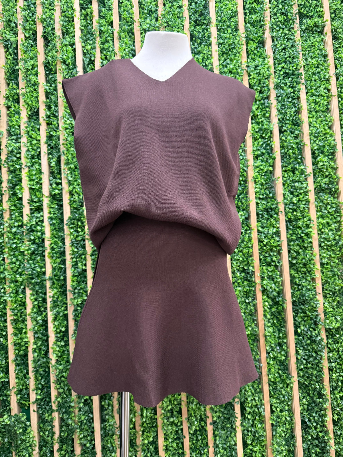 Brown Knit Vest Set