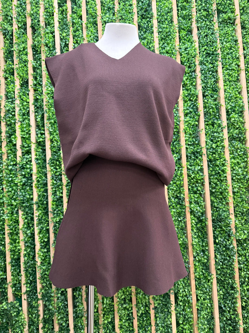 Brown Knit Vest Set